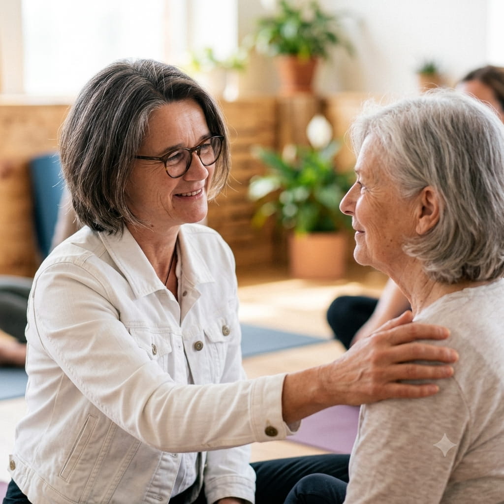 Illustration d’un échange bienveillant lors d’un atelier destiné aux seniors